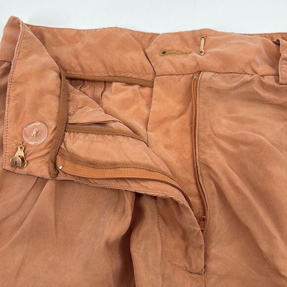 Anthropologie Sancia High-Rise Pleated Paper Bag Bermuda Shorts Apricot Small - Picture 5 of 11